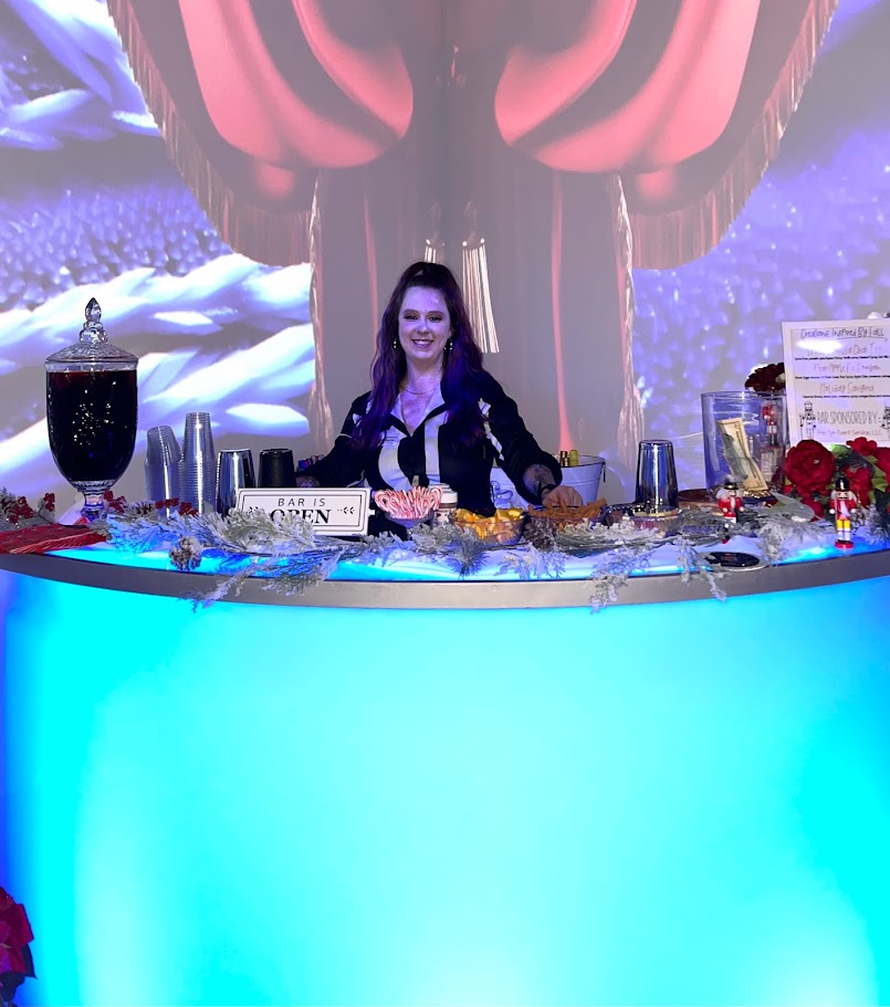 illuminated bar at wedding